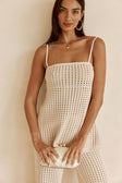 Beige Crochet Knit Strappy Nev Top