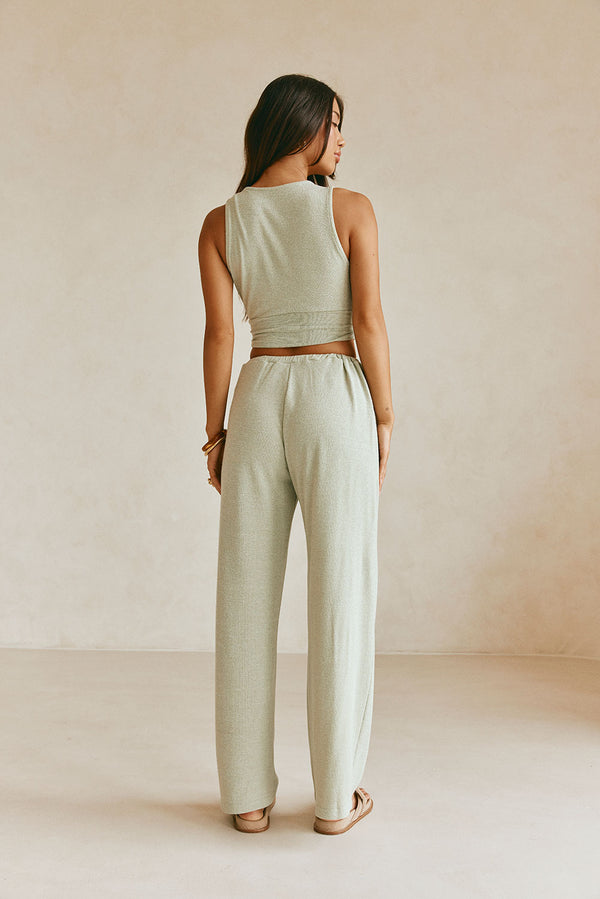 Sierra Elasticated Tie Pants - Green