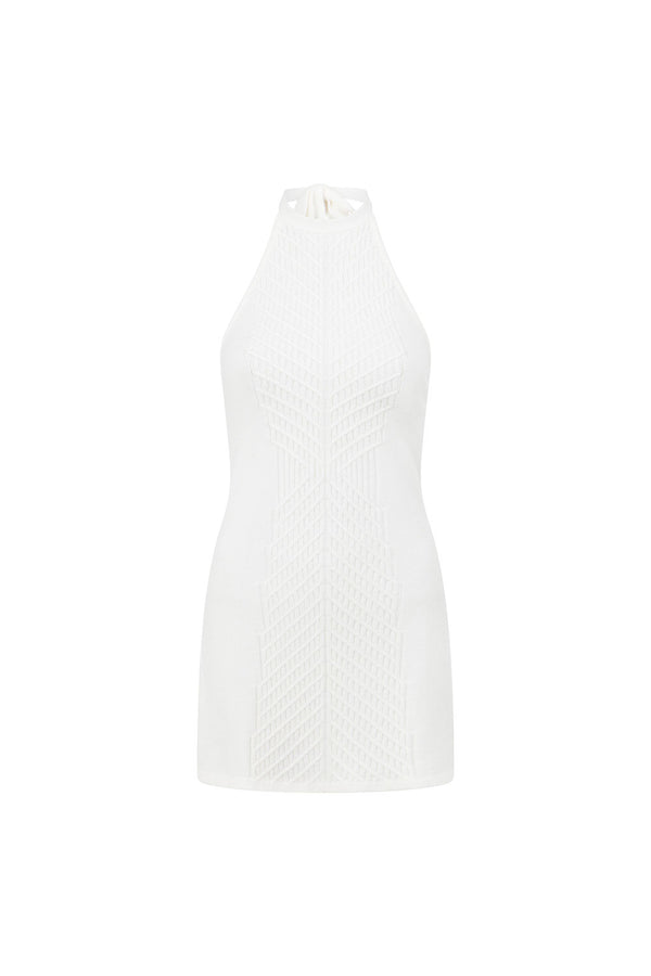 Atley Knit Halter Mini Dress - Cream