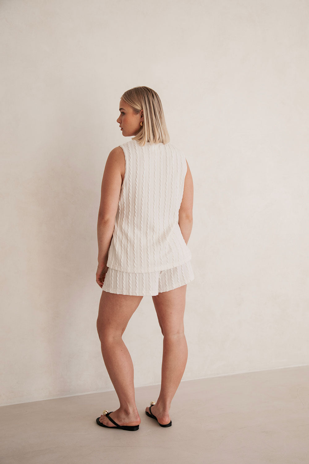 Cream High Waist Elastic Drawstring Jojo Shorts