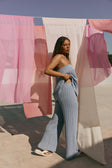 Blue Pointelle Knit High Waist Athena Pants
