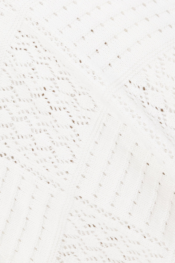 White Knit Long Sleeve Button Up Martina Top