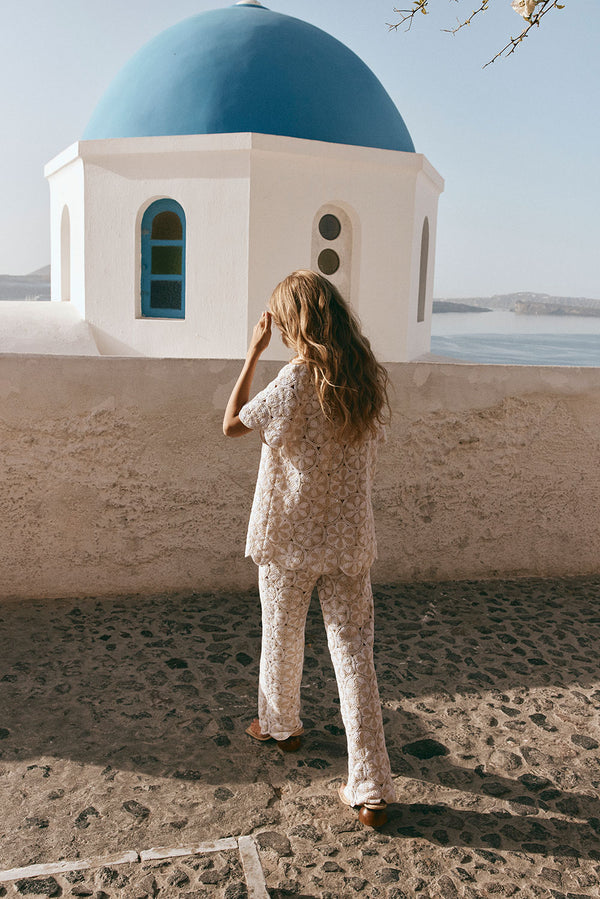 Kalila Crochet Pants - Ivory White Beige