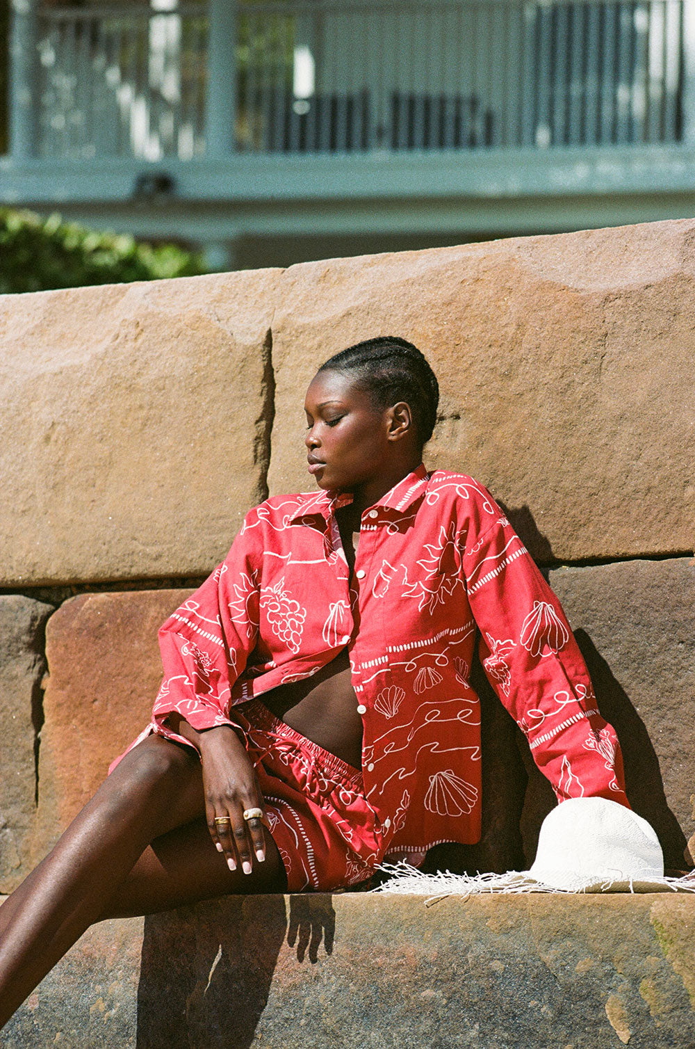 Red Peace Long Sleeve Button Up Zuli Top