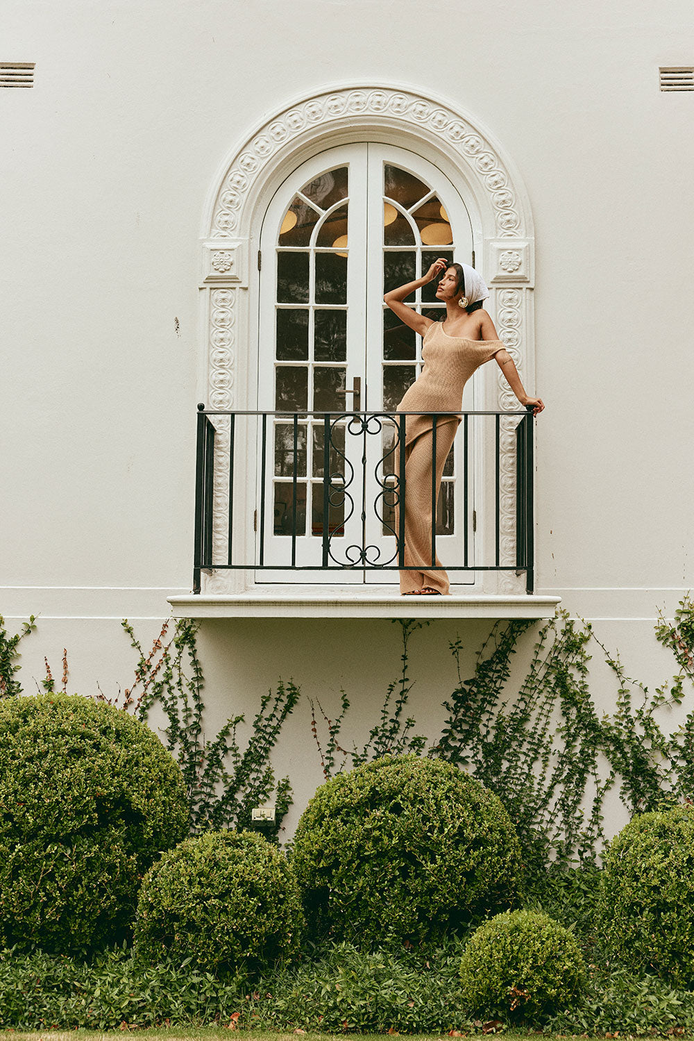 Tan Knit High Waist Elastic Sienna Pants