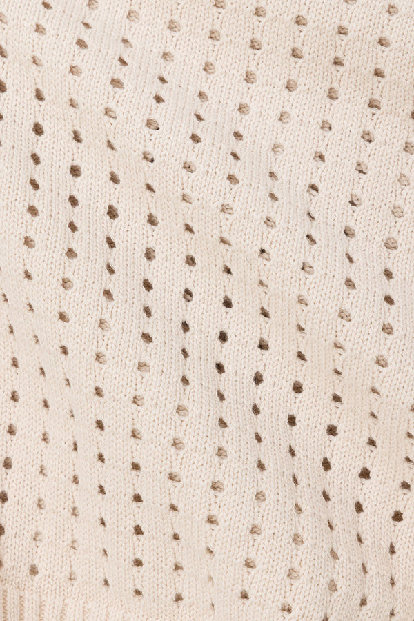 Beige Crochet Knit Strappy Nev Top