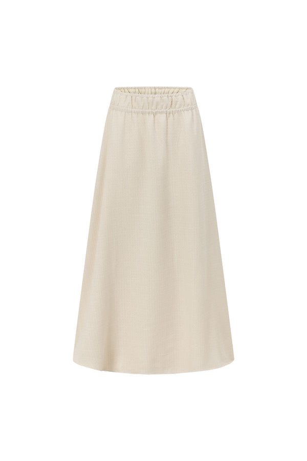 Beige Ruched A Line Maxi Astra Skirt