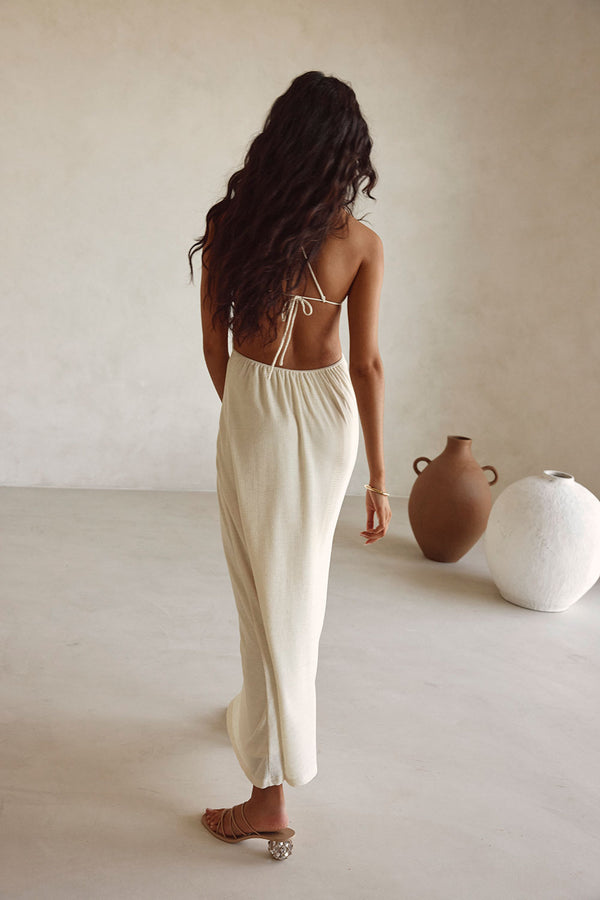 Bridal Cream One Shoulder Backless Maxi Emilee Dress