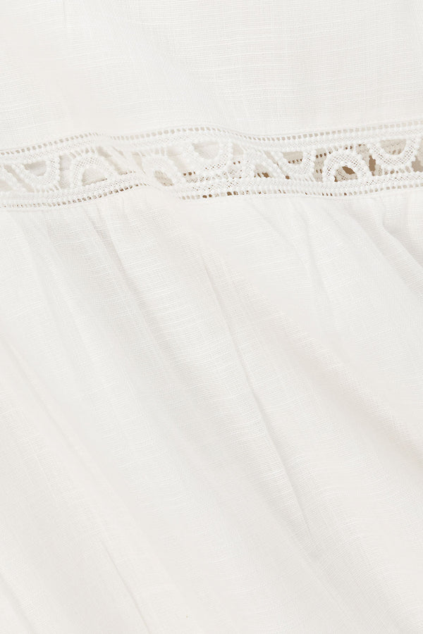 White Cotton One Shoulder Flouncy Maxi Juliette Dress