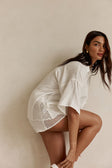 White Cotton Short Sleeve Button Up Inara Top