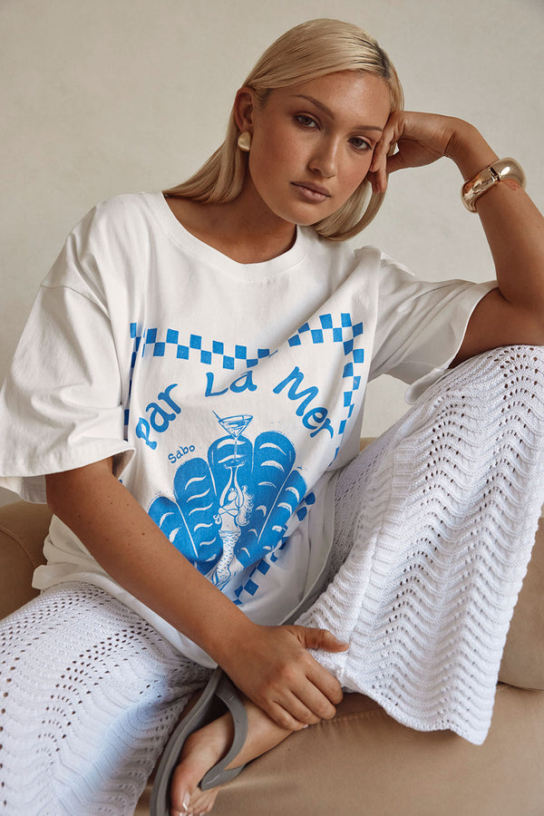 Blue Graphic Tee Relaxed Par La Mer Top