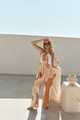 Peach Solanto Print Drawstring Victoria Pants