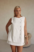 White Cotton Button Up Journey Top