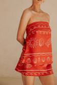 Ria Strapless Top - Red, White