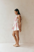 Pink Spring Floral Print Button Mini Alfresco Dress