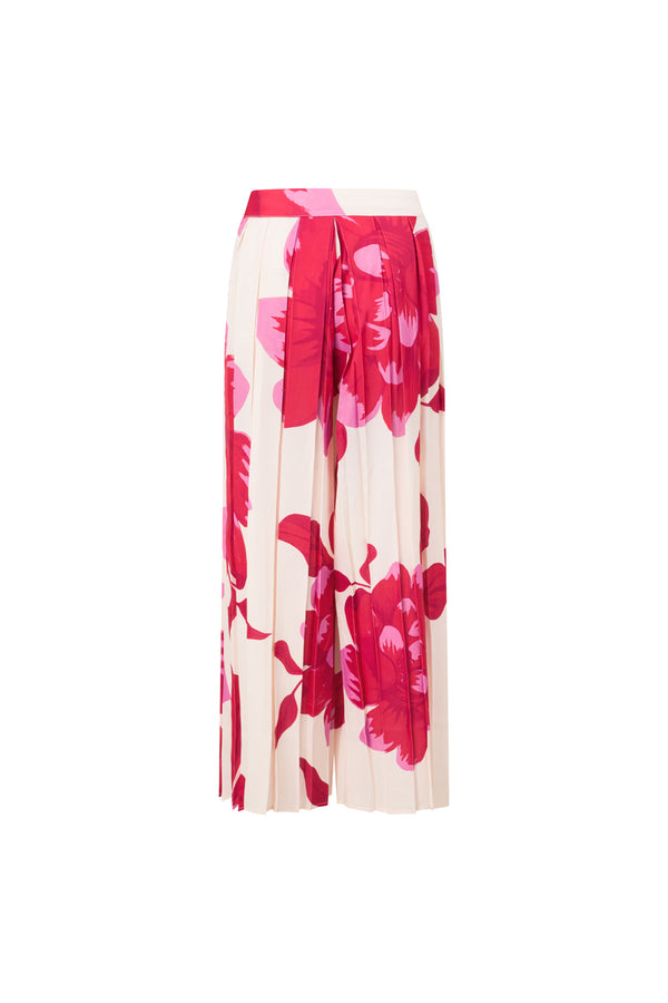 Pink Sole Rosa Print High Waist Pleated Antalya Pants