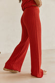 Red Cotton Knit High Waist Athena Pants