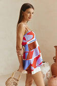 Valley Red Print Strappy Tiered Vian Top