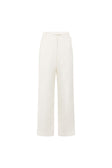White Cotton Asymmetric Waist Wide Leg Tilda Trouser Pants