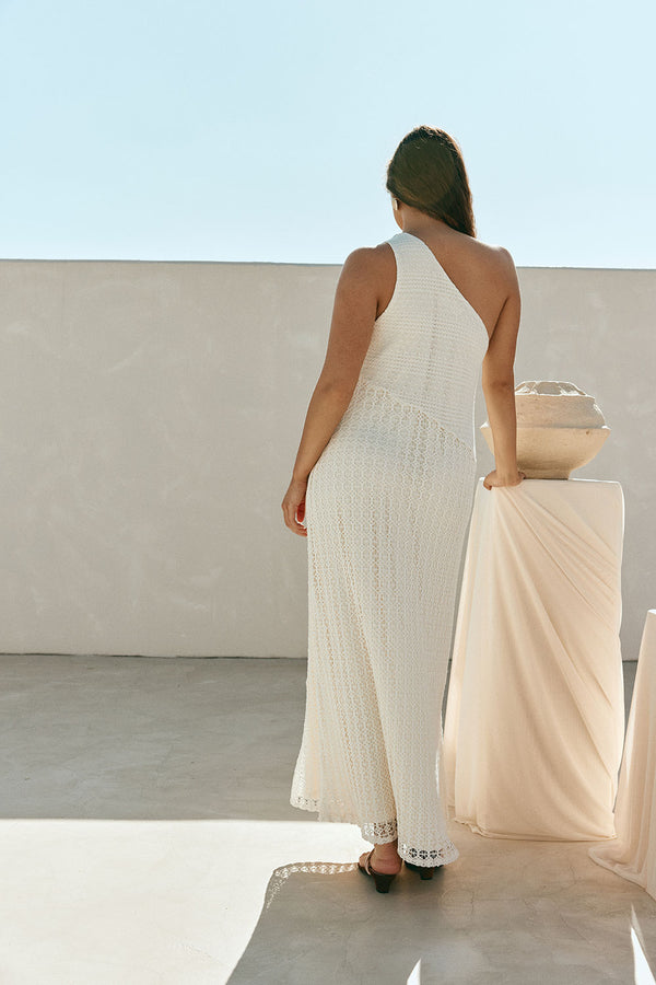 Ivory One Shoulder Bridal Maxi Ellita Dress