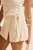 Cream Ribbed Strapless Wrap Mini Esme Dress