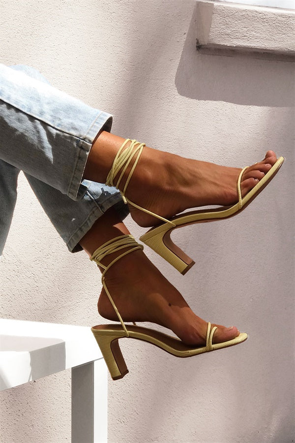 SAMPLE-Strappy Leila Heels - Lemon