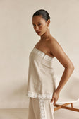 Beige Vintage Lace Detail Strapless Millie Top