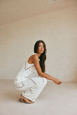 Cream Knit High Waist Ladder Pannel Josiah Pants