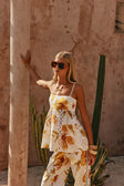 White Agalia Floral Print Strappy A Line Lorde Top