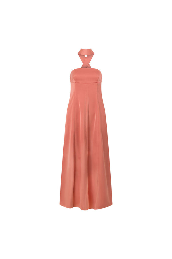 Pink Strapless Scarf Maxi Jianna Dress