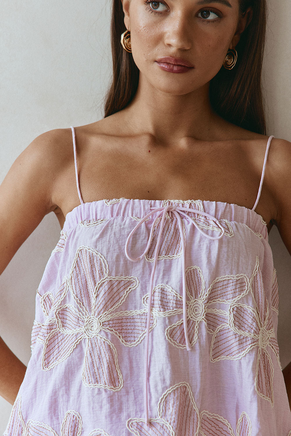 Bloom Pink Embroidered Babydoll Hazel Top