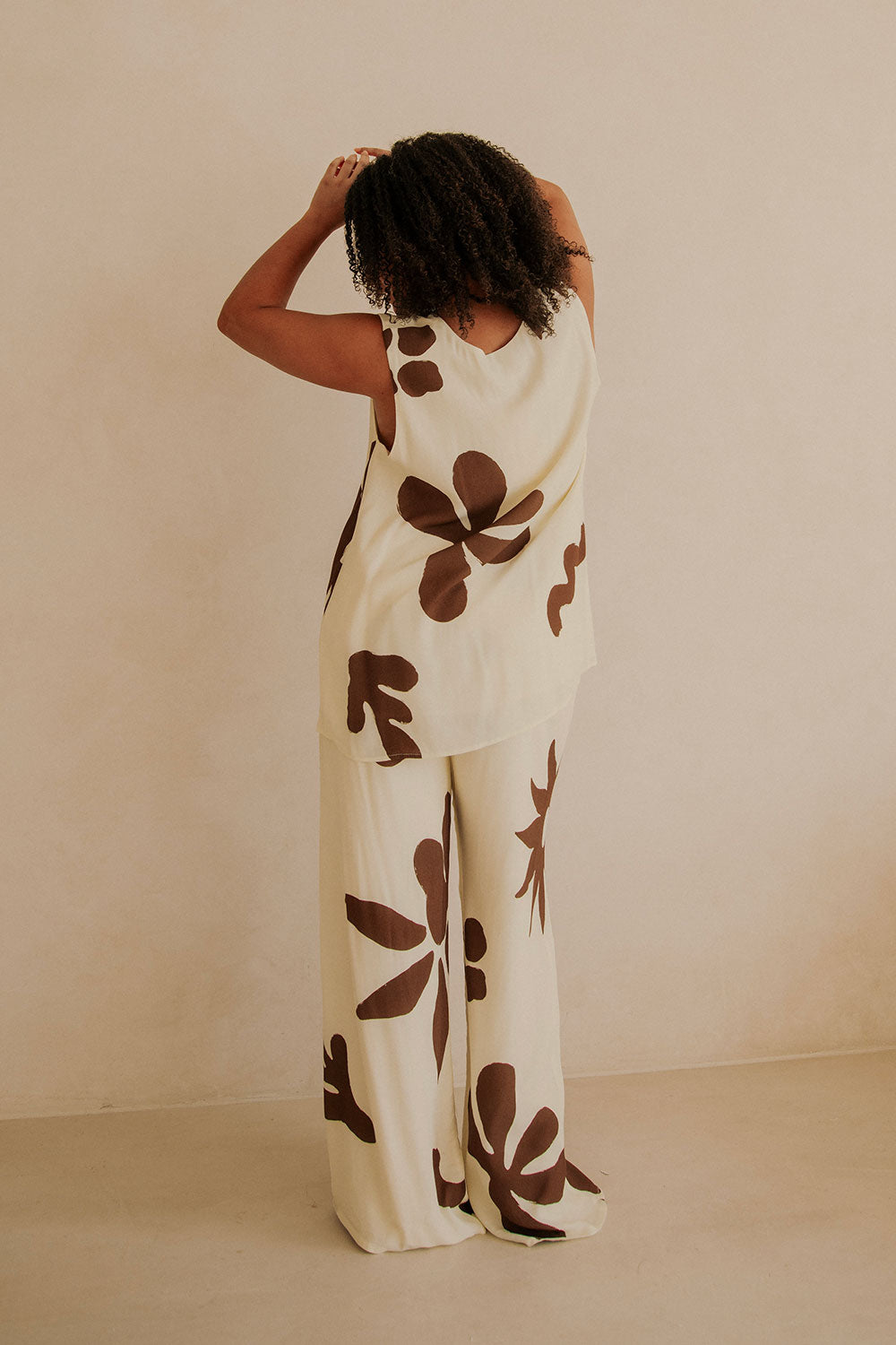 Zana Tie Pants - Galene Print, Brown, Cream