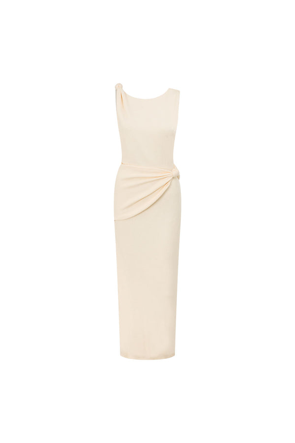 Cream Backless Maxi Hart Dress