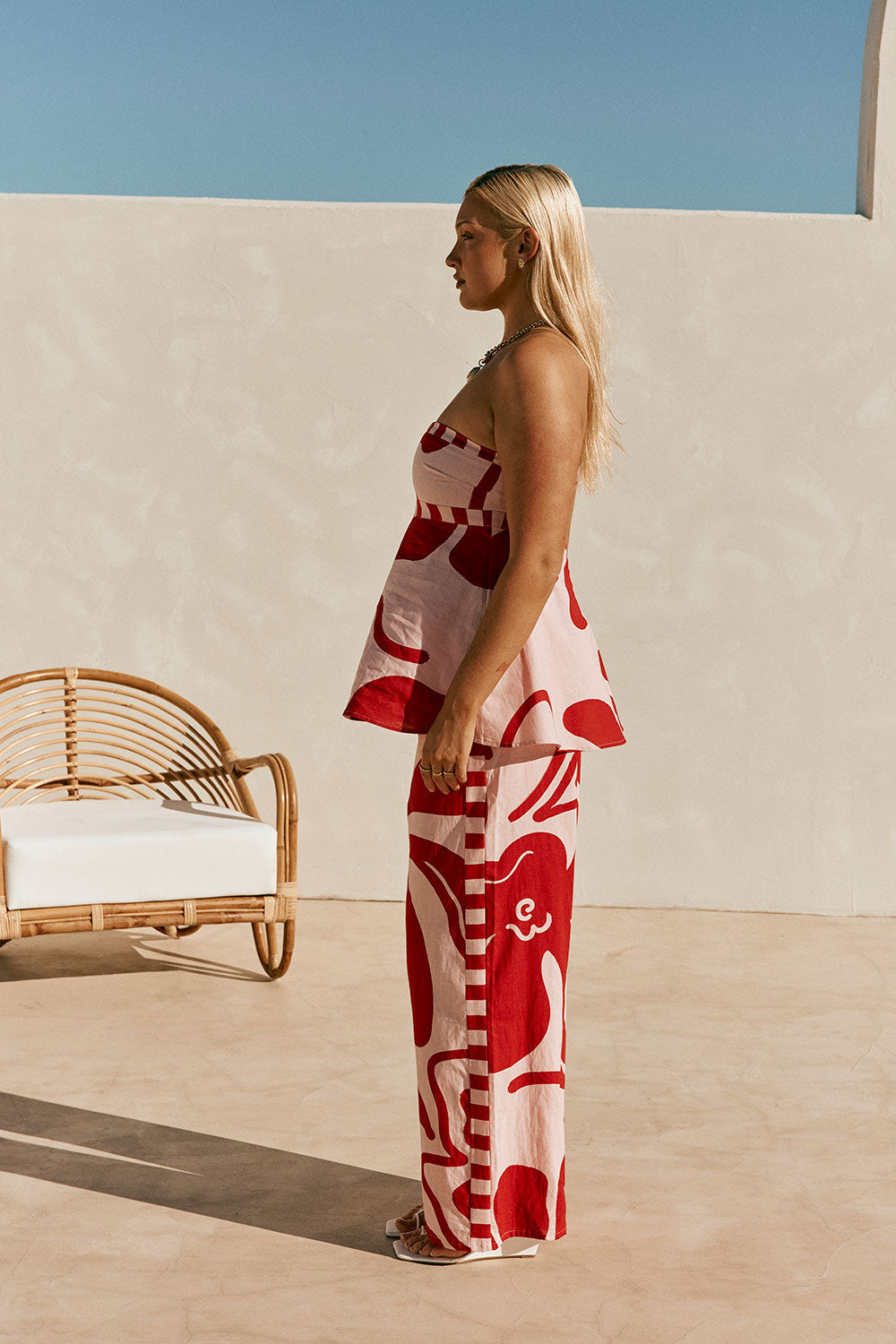 Red and Pink Darling Floral Print Strapless Enya Top