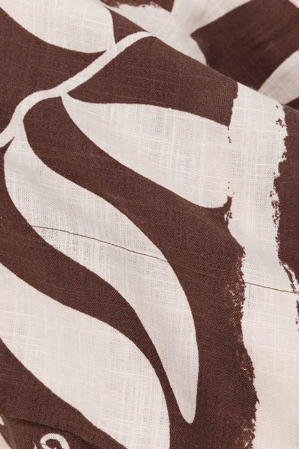 Brown and Cream Painted Tiles Print Strappy River Playsuit