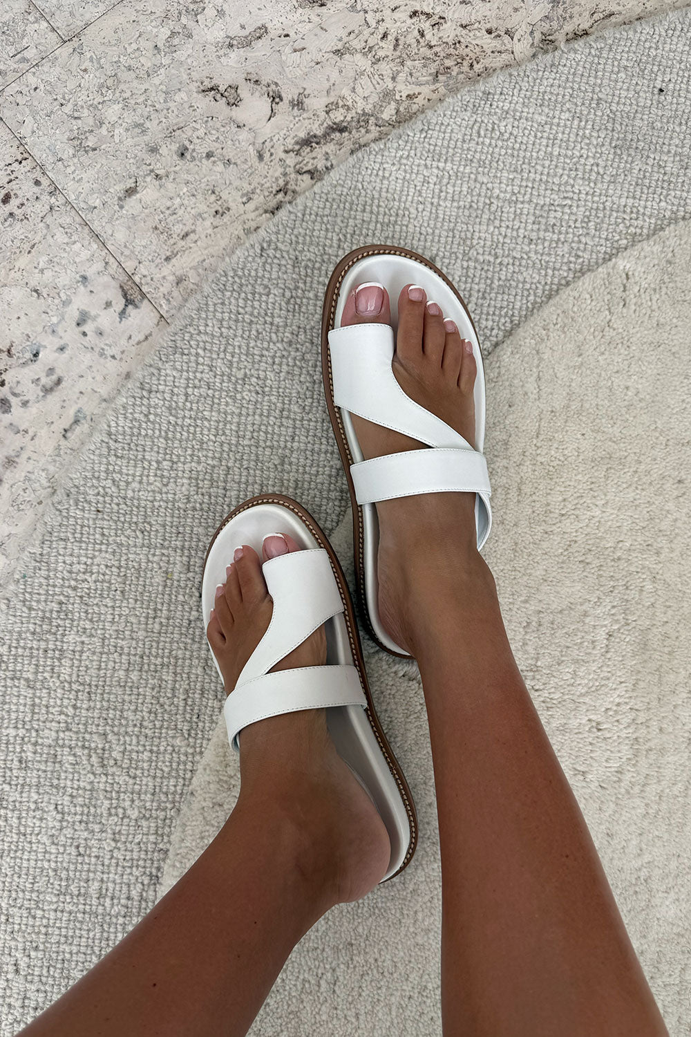 White Vegan Leather Strap Kia Sandals