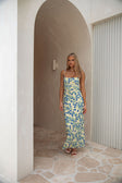 Murano Backless Midi Dress - Tranquillo Green Floral Print