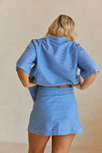 Alyssia Mini Wrap Skirt - Blue, White Stripe