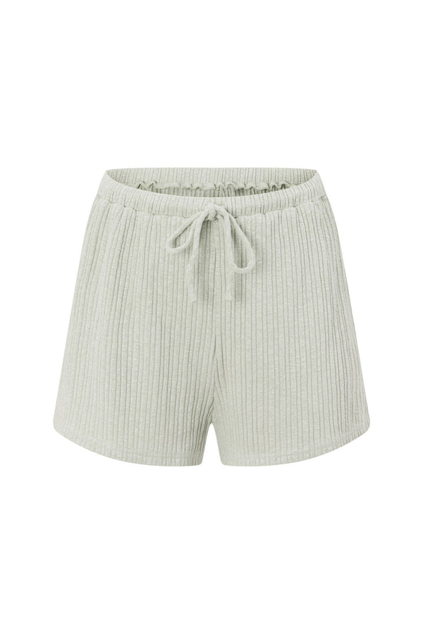 Green High Waist Elastic Drawstring Zahlia Shorts