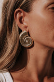 Gold Toned Sundial Shell Earrings