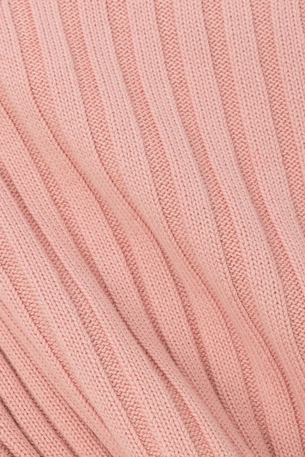 Blush Pink Ribbed Knit Short Sleeve Celine Top