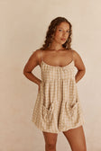 Khaki Gingham Strappy Pocket Sanna Playsuit
