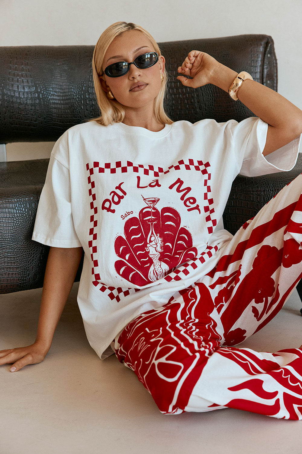 Red Graphic Tee Relaxed Par La Mer Top
