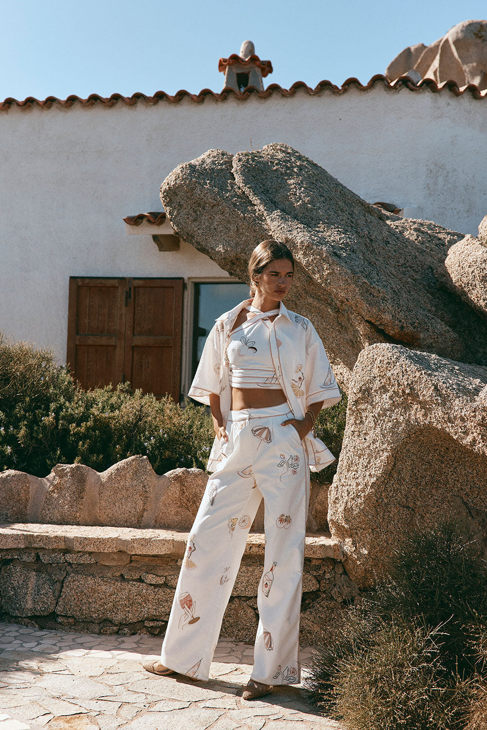 White Serenita High Waist Paradise Cove Pants