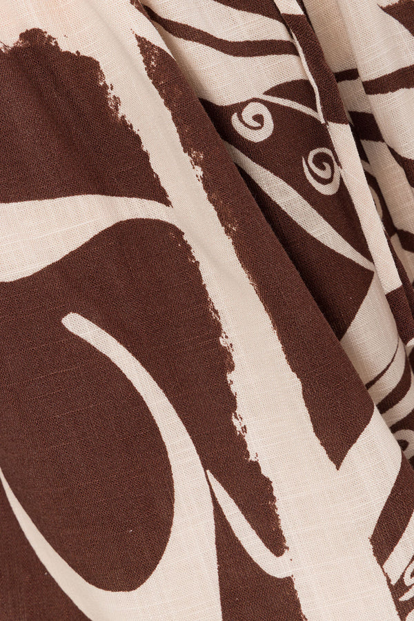 Cream and Brown Painted Tiles Print Scarlet Shorts