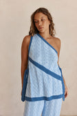 Blue Knit One Shoulder Mirabelle Top