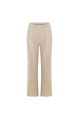 Beige Knit Elastic High Waist Ailish Pants
