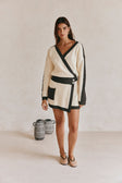 Vander Long Sleeve Mini Knit Dress - Cream, Black