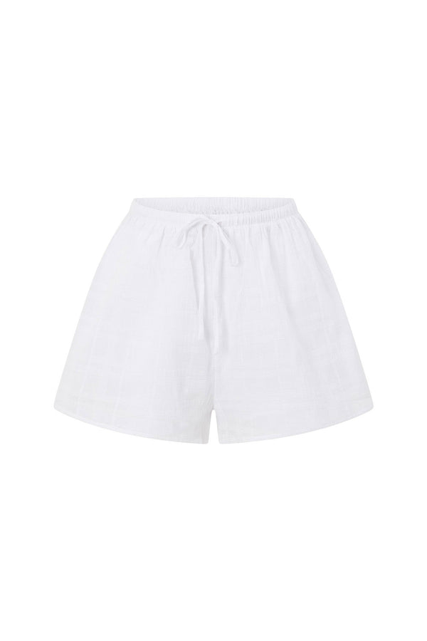 White Plaid Elastic Drawstring Jetta Shorts