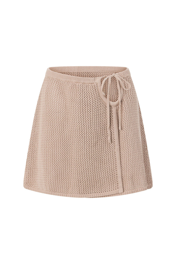 Chocolate Brown Knit Drawstring Mini Priya Skirt